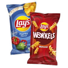 Lay’s flat chips
zak à 200 gram
of Lay’s wokkels
zak à 100 gram